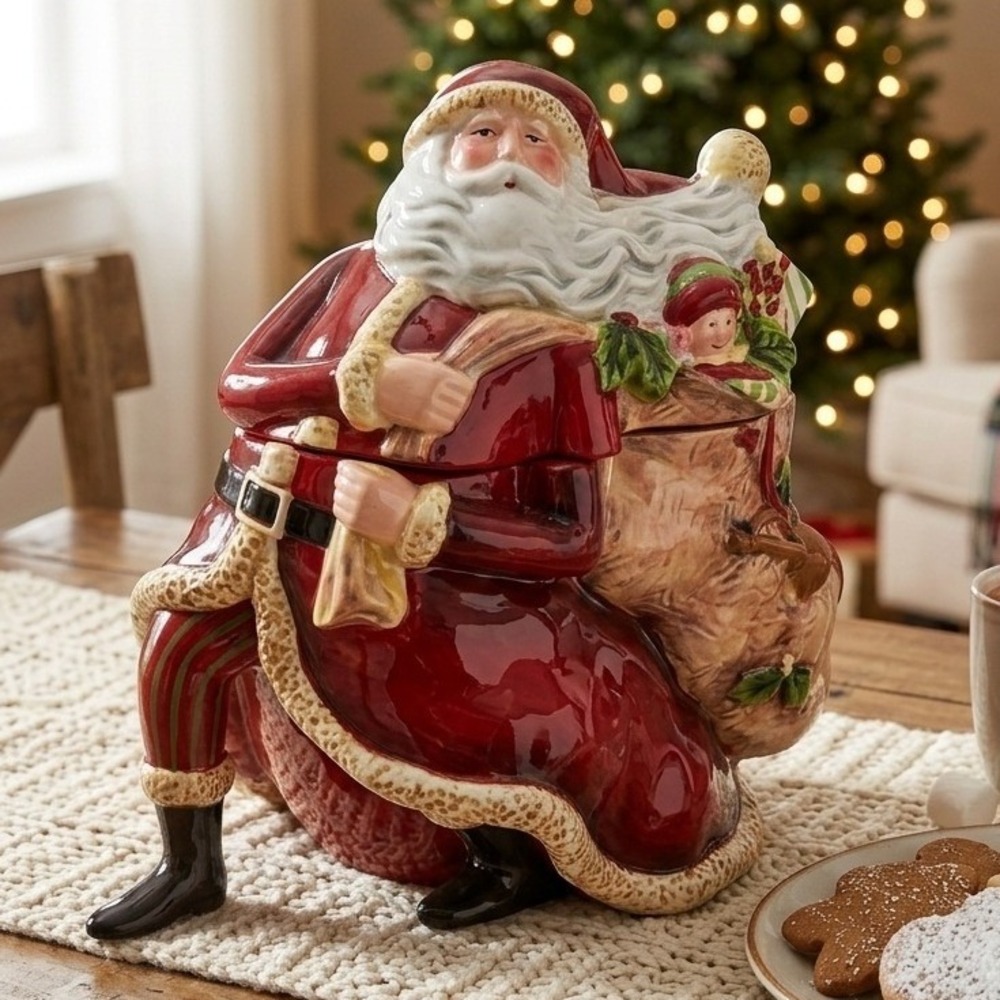 Certified International Enchanted  Santa Cookie Jar Susan Winget Christmas Decor